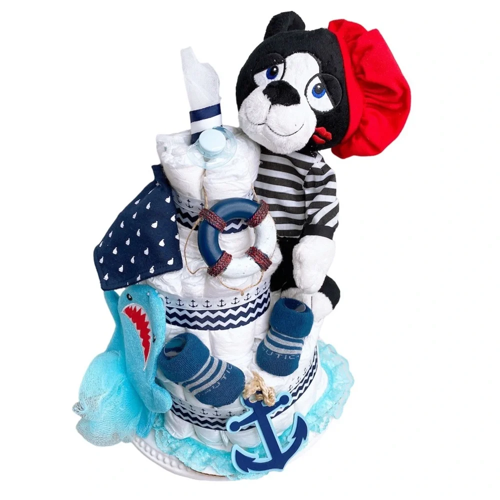 Nautical Diaper Cake, Doggy Diaper Cake